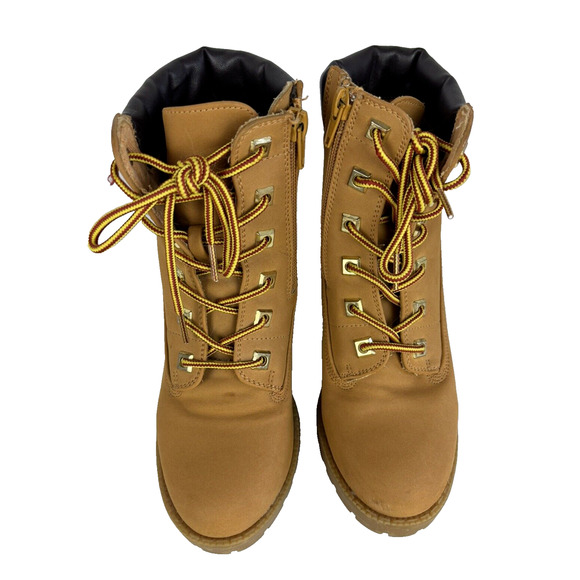 ZIGI Soho Womens Kiana Fashion Combat Lace Up Boot Size 6 Tan Wheat Chunky Heel - Picture 4 of 13